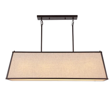 Crosby 42" Minimalist Industrial Trapezoidal Linen Iron Linear LED Pendant - JONATHAN Y
